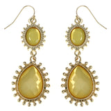 Faceted Dangle-Earrings With Bead Accents Yellow & Gold-Tone Colored #MQE074