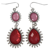 Faceted Dangle-Earrings With Bead Accents Pink & Silver-Tone Colored #MQE075