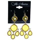 Faceted Dangle-Earrings With Bead Accents Yellow & Gold-Tone Colored #MQE07