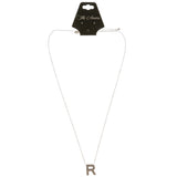 Initial R Adjustable Length Pendant-Necklace  With Crystal Accents Silver-Tone Color #3265