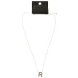 Initial R Adjustable Length Pendant-Necklace  With Crystal Accents Silver-Tone Color #3265