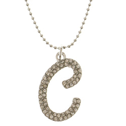Initial C Adjustable Length Pendant-Necklace  With Crystal Accents Silver-Tone Color #3269