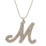 Initial M Adjustable Length Pendant-Necklace  With Crystal Accents Silver-Tone Color #3262