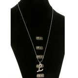 Initial L Adjustable Length Pendant-Necklace  With Crystal Accents Silver-Tone Color #3264
