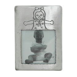 Little Girl Holds approx. 3x3in Photo Picture-Frame Pewter Color  #PF108