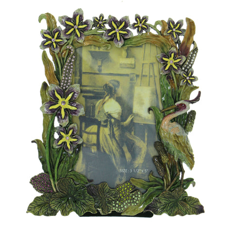 Crane Plants Holds approx. 3.5x5in Photo Picture-Frame Pewter & Multi Colored #PF10