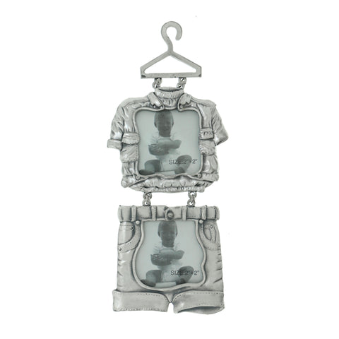 Little Boy Outfit Holds approx. 2-2x2in Photo Dual-Photo-Frame Pewter Color  #PF112