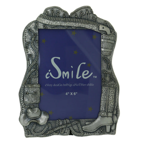 Western Holds approx 4x6in. Photo Picture-Frame Pewter Color  #PF116