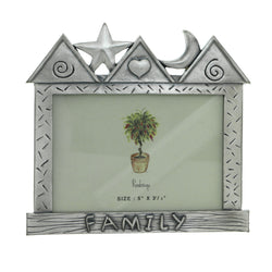 House Family Holds approx. 5x3.5in Photo Picture-Frame Pewter Color  #PF118