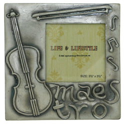 Violin Maestro Holds approx. 3.5x3.5in Photo Picture-Frame Pewter Color  #PF21
