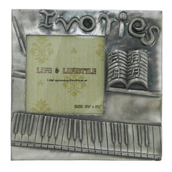 Piano Themed Ivories Holds approx. 3.5x3.5in Photo Picture-Frame Pewter Color  #PF23