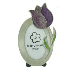 Tulip Holds approx. 2x3in Photo Picture-Frame Pewter & Multi Colored #PF39