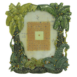 Palm Trees Plants Holds approx. 2.25x3.25in Photo Picture-Frame Pewter & Green Colored #PF43