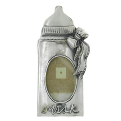 Baby Bottle Milk Holds approx. 2x3in Photo Picture-Frame Pewter Color  #PF46