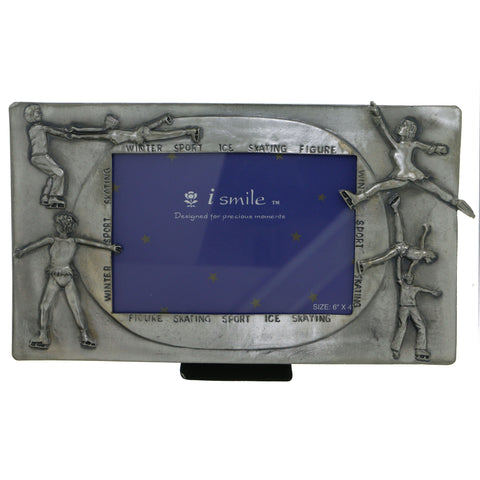 Ice Skating Holds approx. 6x4in Photo Picture-Frame Pewter Color  #PF48