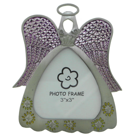 Angel Picture-Frame Holds Approx. 3x3in Photo Pewter  #PF87