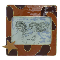 Colorful with Star Holds approx. 5x3.5in Photo Picture-Frame Silver-Tone & Multi Colored #PF92