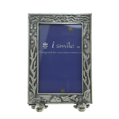 Ocean Themed Fish Holds approx. 1.75x2.75in Photo Picture-Frame Pewter Color  #PF95
