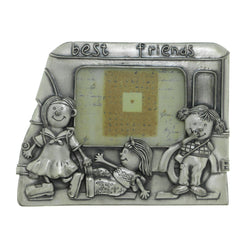 Best Friends Children Playing Holds approx. 3x3in Photo Picture-Frame Pewter Color  #PF98