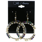AB Finish Dangle-Earrings With Bead Accents Gold-Tone & Multi Colored #4207