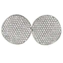 Silver-Tone Metal Stud-Earrings With Crystal Accents #4204