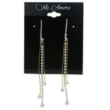 Silver-Tone & Gold-Tone Colored Metal Dangle-Earrings With Crystal Accents #4203
