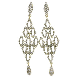 Gold-Tone Metal Dangle-Earrings With Crystal Accents #4200