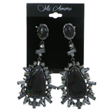 Gray Metal Drop-Dangle-Earrings With Crystal Accents #4188