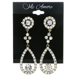 Gold-Tone Metal Drop-Dangle-Earrings With Crystal Accents #4205
