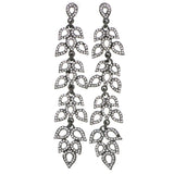 Gray Metal Drop-Dangle-Earrings With Crystal Accents #4187