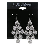 Silver-Tone Metal Drop-Dangle-Earrings With Crystal Accents #4182