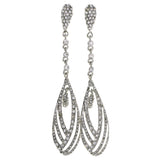 Silver-Tone Metal Drop-Dangle-Earrings With Crystal Accents #4191