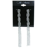 Silver-Tone Metal Dangle-Earrings With Crystal Accents #4202