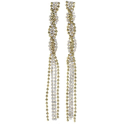 Gold-Tone Metal Dangle-Earrings With Crystal Accents #4211