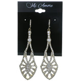 Gold-Tone Metal Dangle-Earrings With Crystal Accents #4212