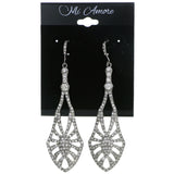 Silver-Tone Metal Dangle-Earrings With Crystal Accents #4185