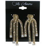 Gold-Tone Metal Dangle-Earrings With Crystal Accents #4194