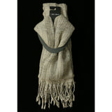 Women's Fashion Scarf - Ivory/Grey - Sweater-Like Material SFS13