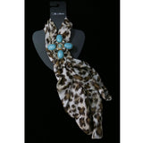 Women's Fashion Scarf - Leopard Print Design - Bead Accents SFS14
