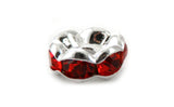 6mm Spacer Silverplate Red Crystal Rondelle SPC14 - Mi Amore