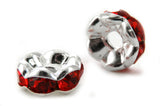 6mm Spacer Silverplate Red Crystal Rondelle SPC14 - Mi Amore