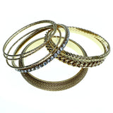 Gold-Tone Metal Multiple-Bangle-Bracelet-Set With Crystal Accents #2361 - Mi Amore