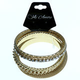 Gold-Tone Metal Multiple-Bangle-Bracelet-Set With Crystal Accents #2361 - Mi Amore