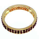 Gold-Tone & Red Colored Metal Stretch-Bracelet With Crystal Accents #2368
