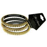 Gold-Tone & Black Colored Metal Multiple-Bracelets #2369