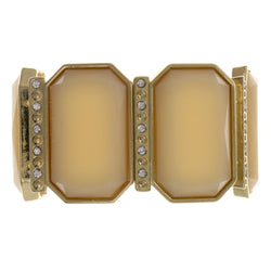 Peach & Gold-Tone Colored Metal Stretch-Bracelet With Crystal Accents #2374