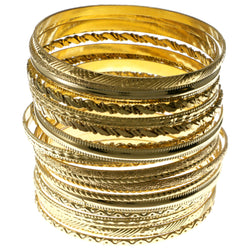 Gold-Tone Metal Multiple-Bangle-Bracelet-Set #2378