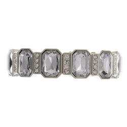 Silver-Tone Metal Stretch-Bracelet With Crystal Accents #2383