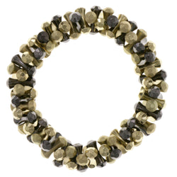 Dark Silver & Gold-Tone Colored Metal Stretch-Bracelet #2399