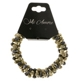 Dark Silver & Gold-Tone Colored Metal Stretch-Bracelet #2399